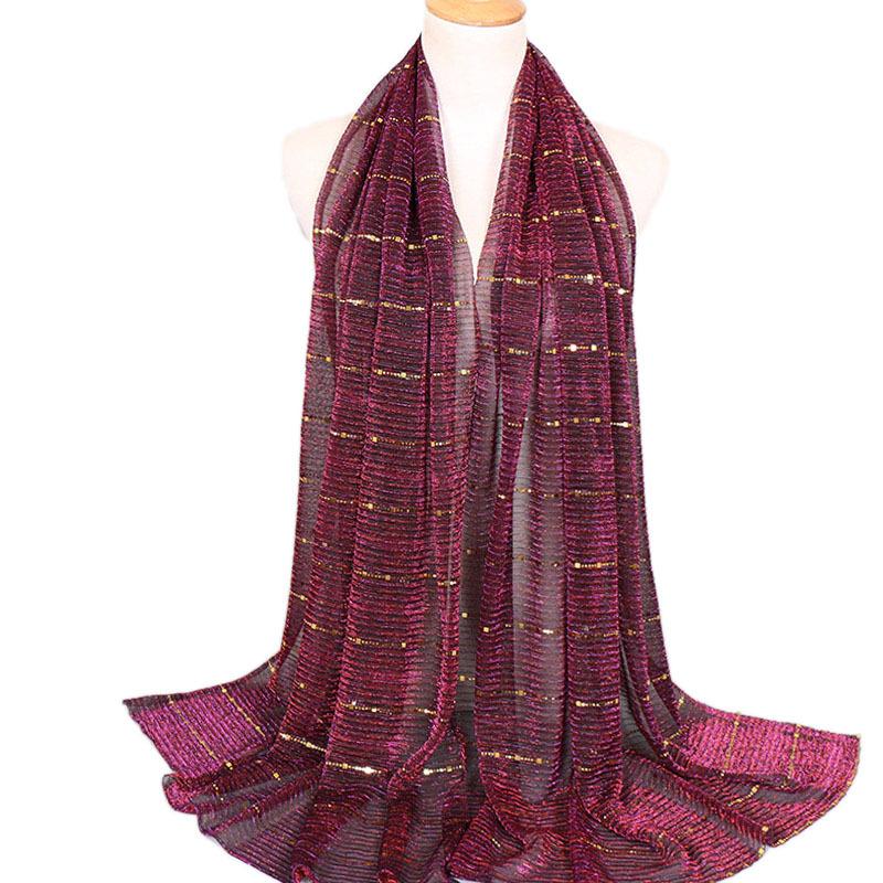 Изображение товара: Осень 2020 новый женский шарф фитиль Шелковый платок с блестками Национальный головной платок осень зима шарф-хиджаб