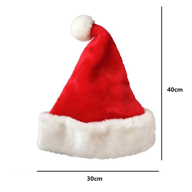 Изображение товара: Новогодняя плотная плюшевая шапка для взрослых, рождественские украшения, украшения, шапки Санта-Клауса, шапка для вечеринки, реквизит для вечеринки, теплая зимняя