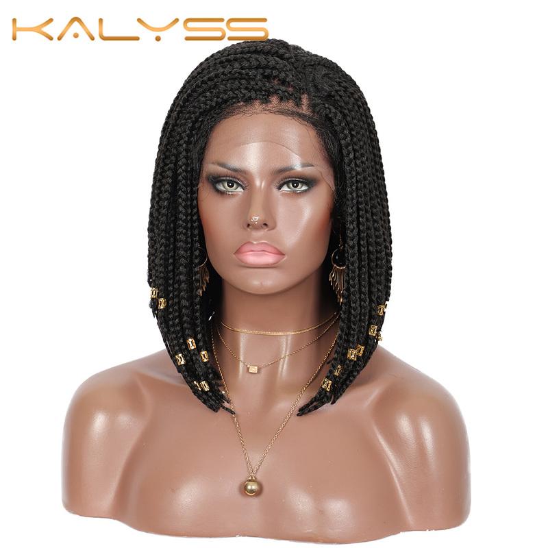 Изображение товара: Парик Kalyss Синтетический Плетеный, 12 дюймов, 4 х4 дюйма, без узлов, с детскими волосами, для чернокожих женщин