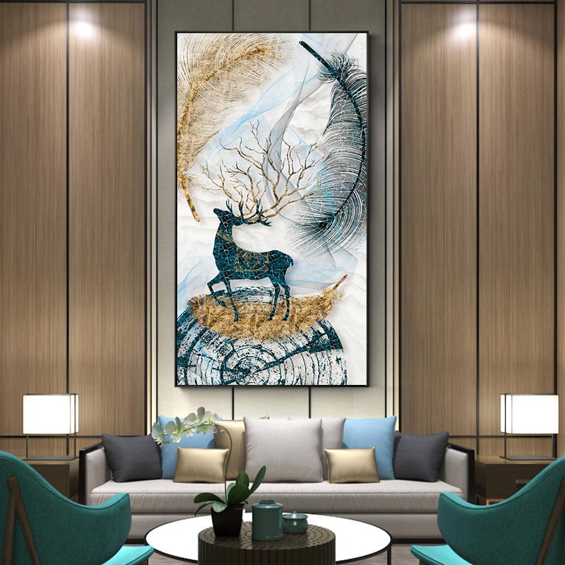 Изображение товара: Современное абстрактное животное олень Художественная Картина на холсте картина квадраты печать на стене для гостиной домашний Декор (без рамки)