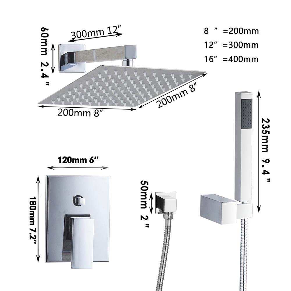 Изображение товара: Torayvino LED Light 8 12 16 дюймов квадратная насадка для душа ванная комната смеситель для душа набор настенный душ с дождевой лейкой смеситель кран