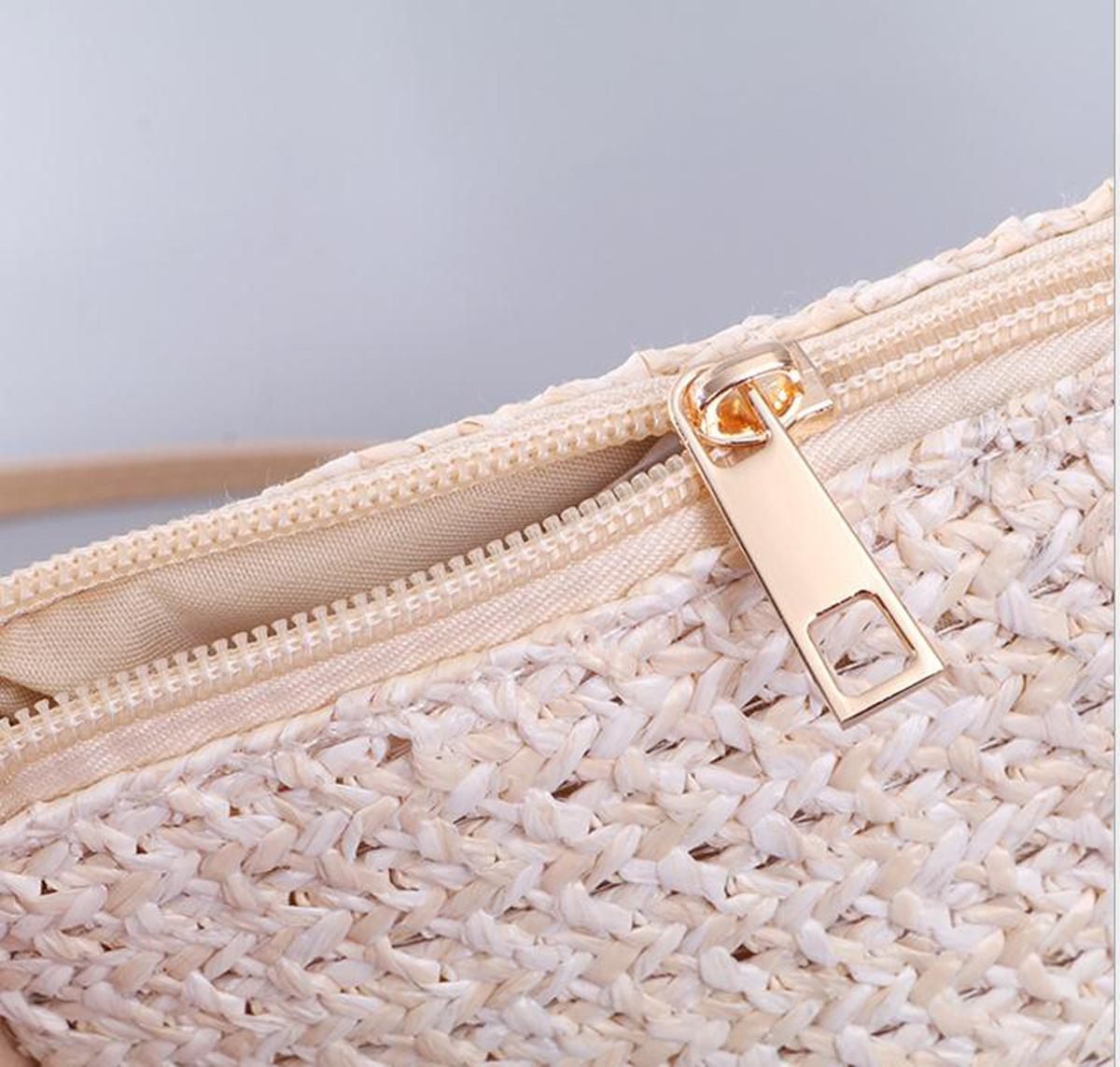 Изображение товара: Женская соломенная сумка, плетеная из ротанга, сумка-тоут, кросс-боди, маленькая квадратная сумка, Пляжная летняя сумка в стиле бохо