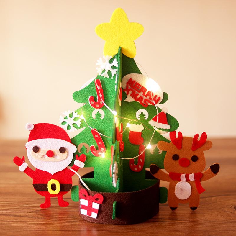 Изображение товара: Дети DIY Войлок Рождественская елка с светильник новогодние подарки для детей Рождество снеговик лося украшения двери Настенный декор