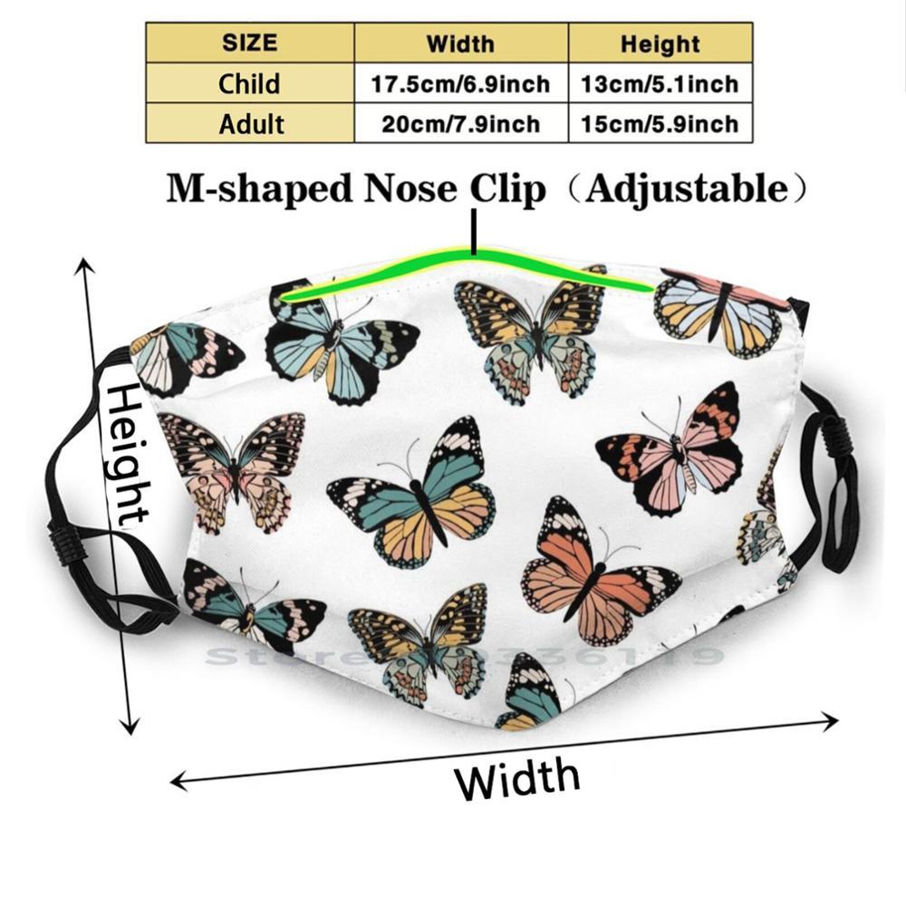 Изображение товара: Многоразовый фильтр Pm2.5 с рисунком бабочек You Give Me, маска для рта своими руками, Детские бабочки, цветные бабочки, весна