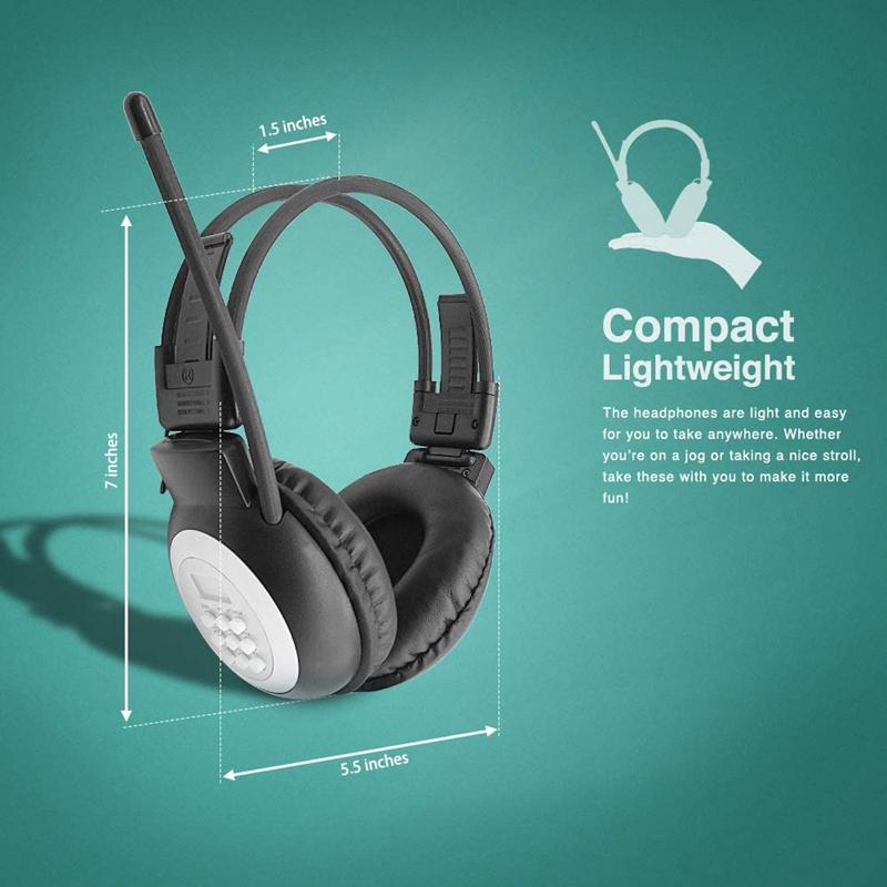 Изображение товара: Portable Personal FM Radio Headphones , Wireless Headset with Radio Built in for Walking, Jogging, Daily Work