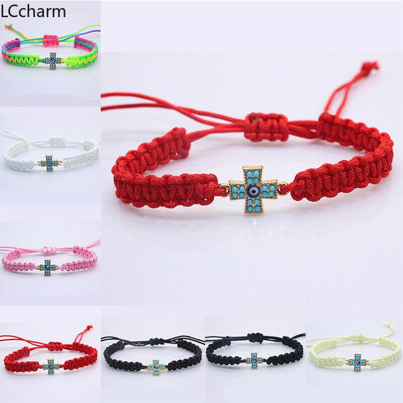 Изображение товара: Korean Fashion Cross Charm Bracelet Women Men Red Cord Lucky String Adjustable Woven Bracelets Bangle Jewelry