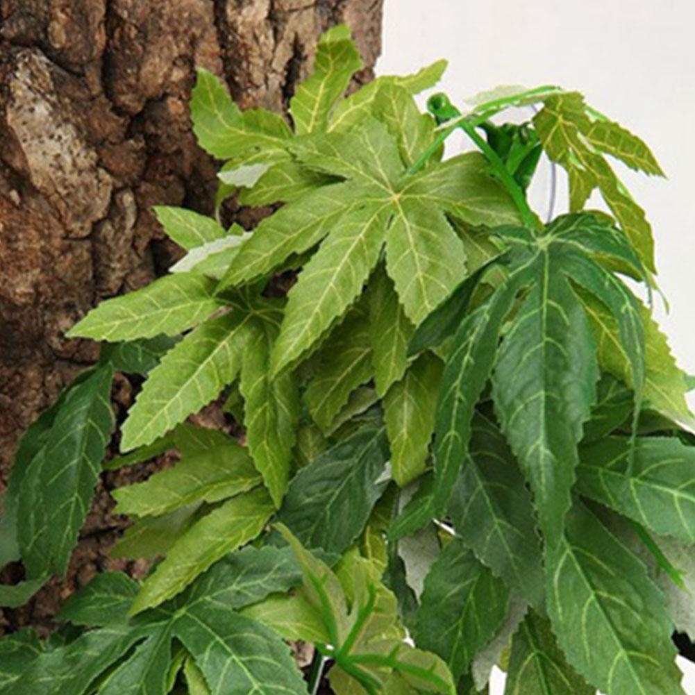 Изображение товара: Имитация зеленых подвесных листьев для аквариума кормушка для рептилий коробка Декор