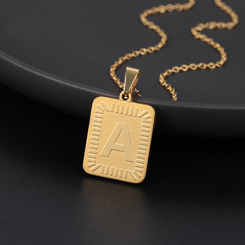Изображение товара: Заказное A-Z прямоугольное ожерелье с буквами & браслет Шарм кулон для женщин мужчин английский Алфавит Начальная мода ювелирные изделия