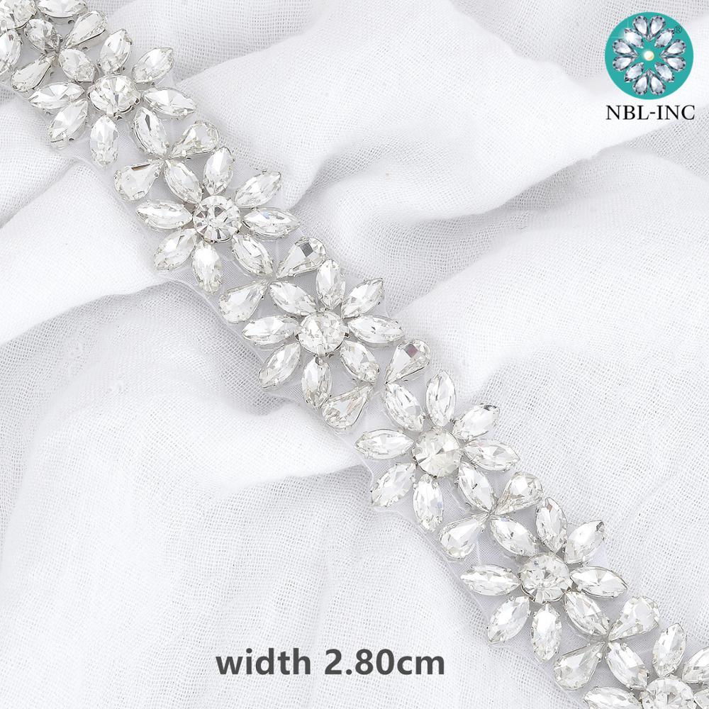 Изображение товара: (10 ярдов) оптовая продажа серебряных Стразы с кристаллами ручной работы для невесты аппликация Пришивание утюгом для свадебного платья WDD1080