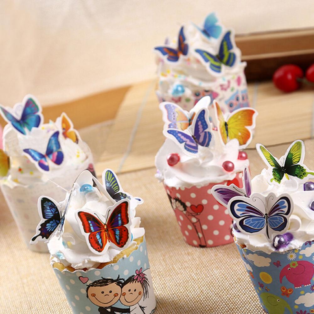Изображение товара: 50 шт бабочки Свадьба День рождения рисовые вафли бумаги кекс торт топперы