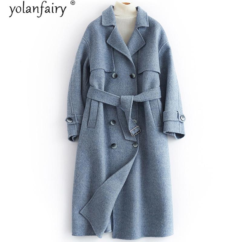 Изображение товара: Шерстяное пальто женское осеннее модное корейское длинное шерстяное пальто-жакет Женская одежда весна осень 2020 Casacos Feminino B19Y05338-B