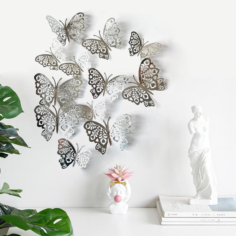 Изображение товара: 12 шт./компл. 3D Полые фотообои для украшения дома, гостиной, спальни, для вечерние ринки, свадьбы, декор, наклейки-бабочки