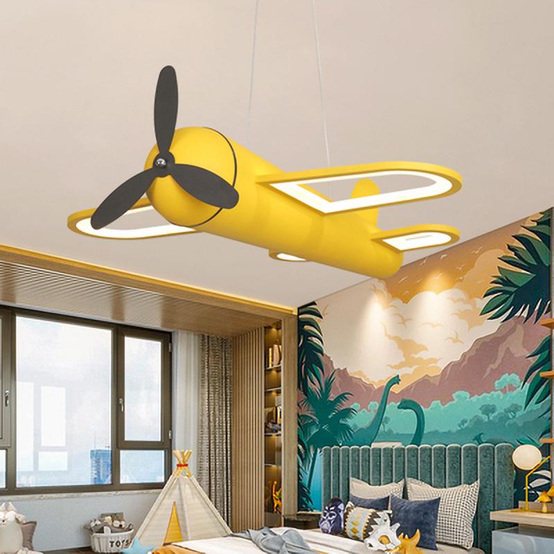 Изображение товара: Люстра для детской комнаты, Современное украшение в виде желтого и синего самолета для детской комнаты, подарок на Рождество