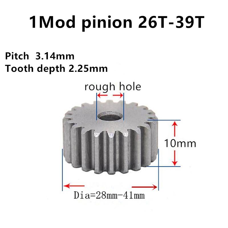 Изображение товара: Зубчатая шестерня 1 Mod 26T- 39T толщиной 10 мм, прямые зубья отверстия, 45 #, стальная положительная Шестерня ЧПУ, шестерня передач, моторные шестерни