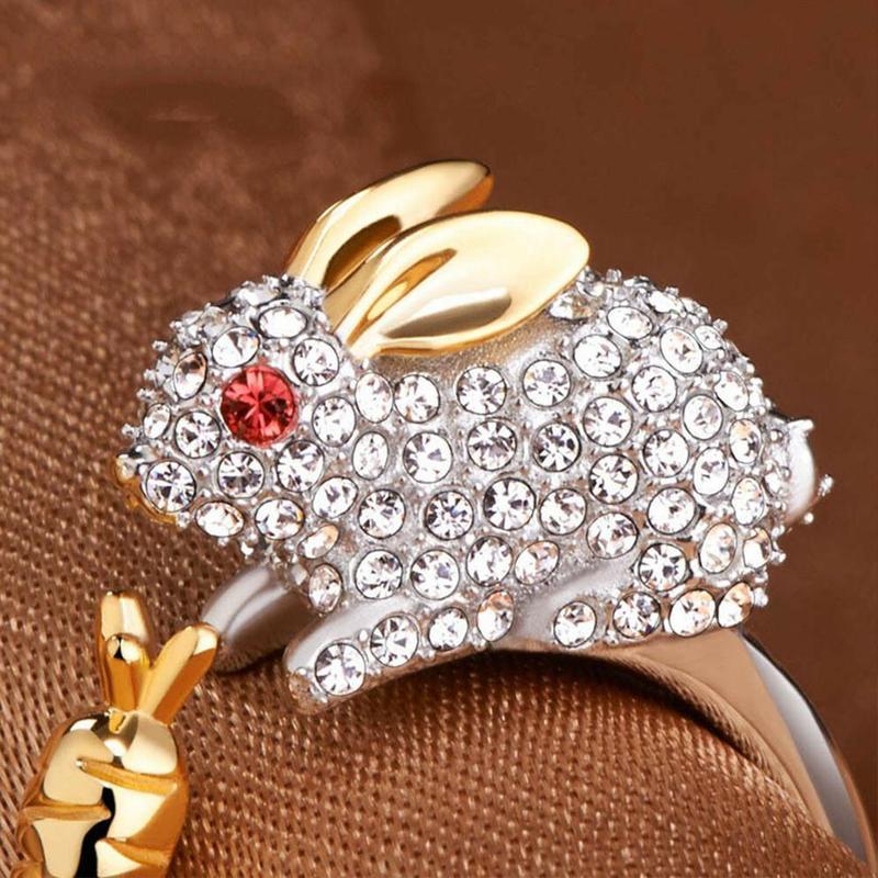 Изображение товара: Milangirl кубический цирконий открытые Свадебные Регулируемые кольца милое кольцо на палец кролик животные ювелирные изделия кольца в форме кролика для женщин