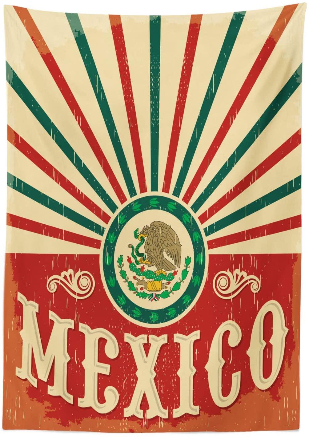 Изображение товара: Ретро стиль поп-арт Мексиканская каллиграфия с этническим классическим На Гранж изображением обеденная кухня пользовательский чехол для стола