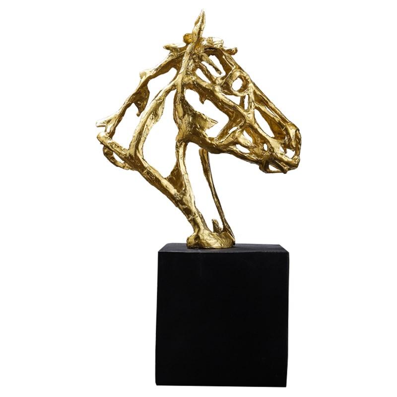 Изображение товара: Креативный домашний Золотой/Серебряный декор головы лошади абстрактный металлический декор лошади Фигурка декоративная металлическая статуя лучший подарок на Рождество R2024