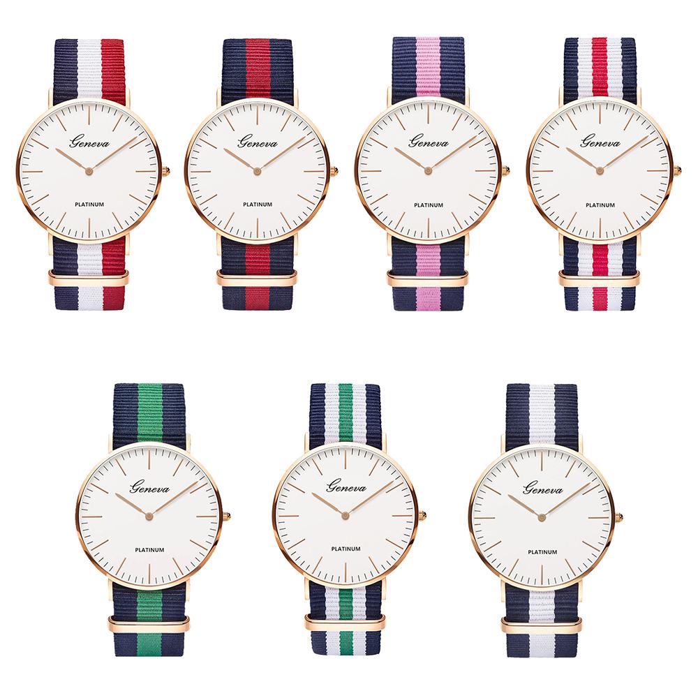 Изображение товара: Парные часы на нейлоновом ремешке, Модные Стильные Простые кварцевые женские часы, мужские наручные часы, женские часы