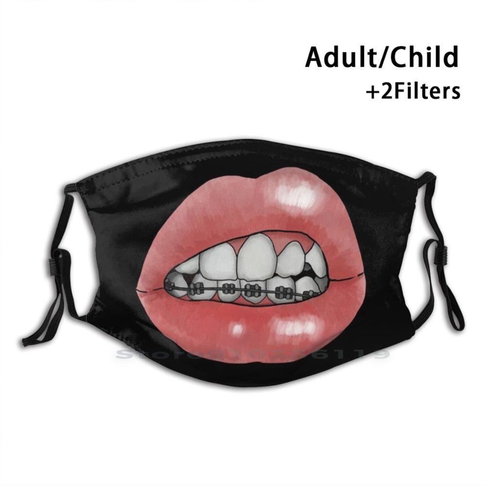 Изображение товара: Нижние скобки Рот печати многоразовые Pm2.5 фильтр Сделай Сам маска для рта дети зубы рот, губы человека брекеты Braceface боди части