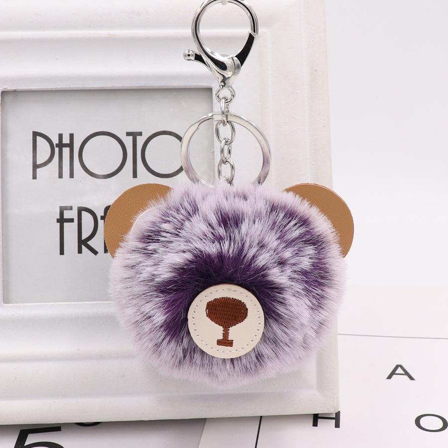 Изображение товара: Bear hair ballDelicate  Cute Novelty Car Keychain Jewelry Bag Accessories Charm Leather Bear Key Ring Holder Keyfob Jewelry