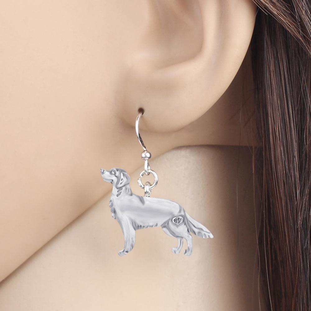 Изображение товара: WEVENI Metal Antique Gold Plated Golden Retriever Dog Earrings Cute Animal Dangle Drop Jewelry For Kids Girls Trendy Gift Charms