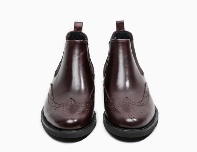 Изображение товара: Мужские короткие ботинки из натуральной кожи, Черные ботильоны с перфорацией, обувь в английском стиле, обувь для формальных событий, для зимы