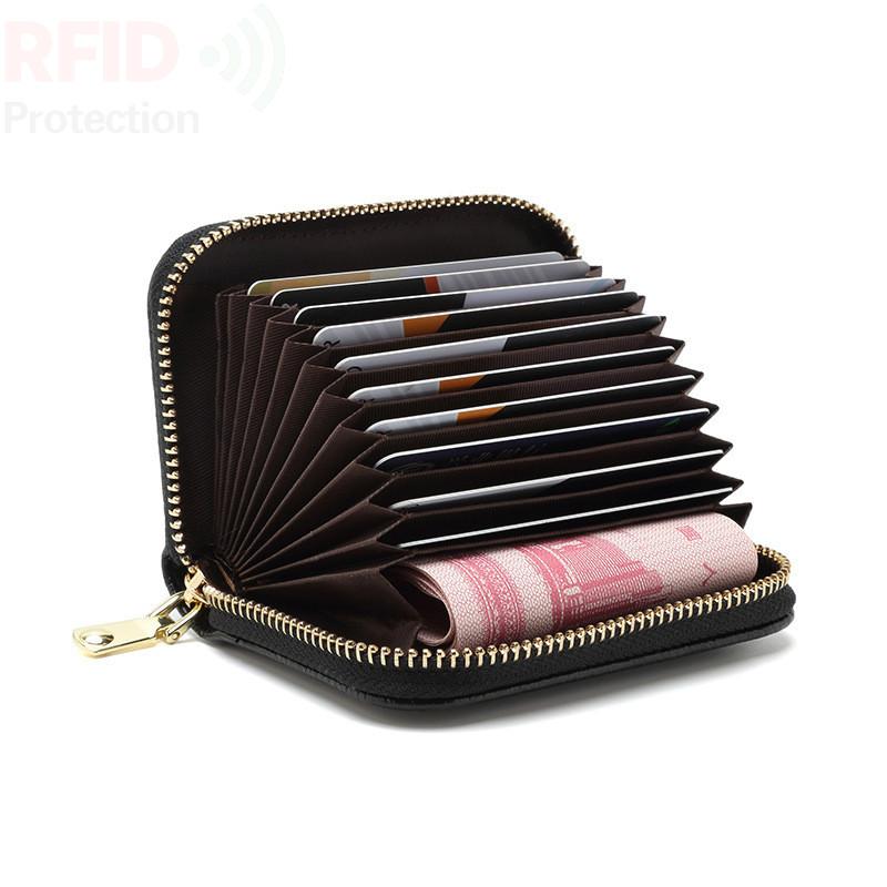 Изображение товара: Кошелек унисекс, кошелек для кредитных карт, кожаный, в форме подушки, с задним карманом, с RFID-защитой, для хранения визиток
