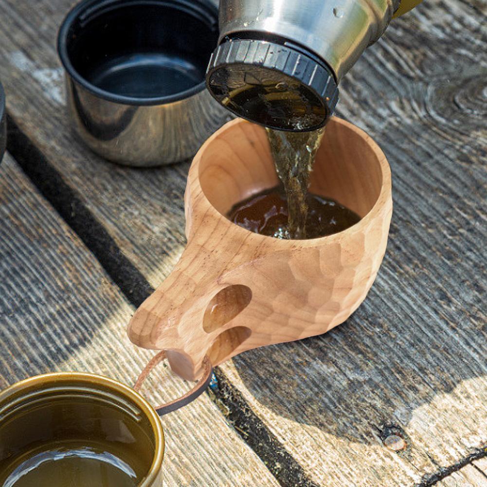 Изображение товара: Модная уличная портативная деревянная чашка, старинная кружка для кофе, чая, молока, изоляционная чашка, Деревянные Кружки, посуда для напитков