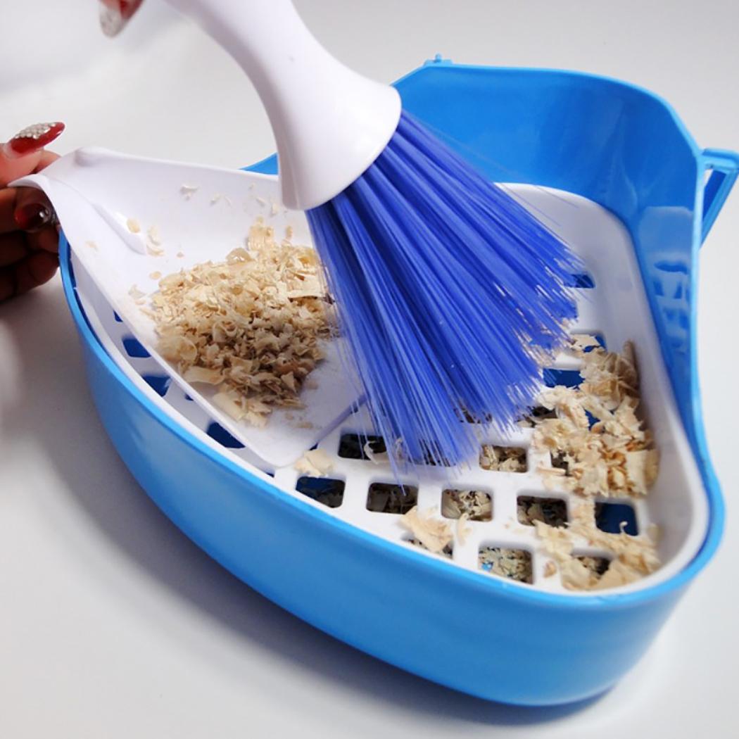 Изображение товара: Мини-пылесборник и щетка в комплекте, голубая пластиковая ручная щетка для чистки, щетка для клетки домашних животных, маленький инструмент для чистки домашних животных, аксессуары для хомяка