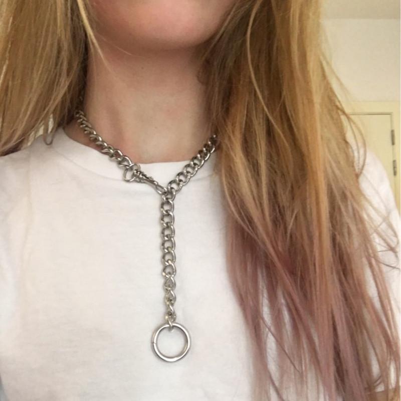 Изображение товара: Ожерелья HebeDeer в стиле хип-хоп для влюбленных модные ювелирные изделия для девушек серебряного цвета модное ожерелье на цепочке для женщин унисекс колье