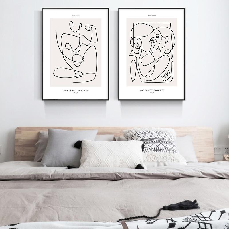 Изображение товара: Абстрактное рисование линий для лица настенные художественные плакаты и принты для гостиной Lover Gife Холст Картина Декор