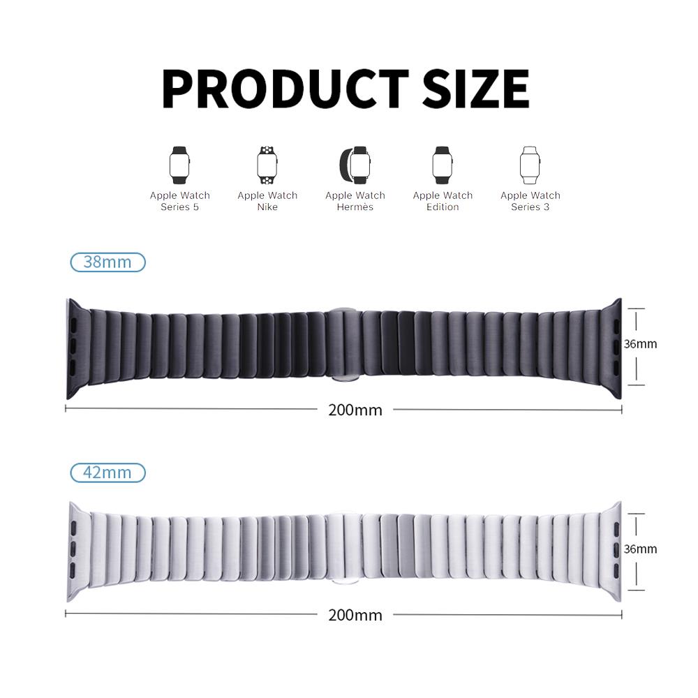 Изображение товара: Ремешок из нержавеющей стали для Apple Watch band 44 мм 40 мм, металлический браслет с застежкой-бабочкой для iWatch band 42 мм/38 мм, Apple watch 5 4 3 21