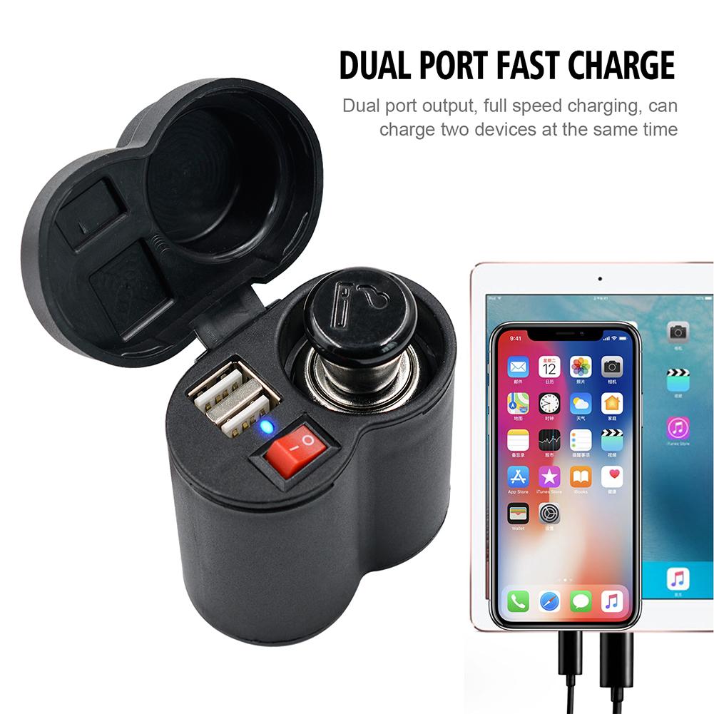 Изображение товара: Dual-port USB DC12V-24V 5V/2.5A Motorcycle Dual USB Ports Lighter Socket Quick Phone Charger Adapter Motorcycle  Accessories