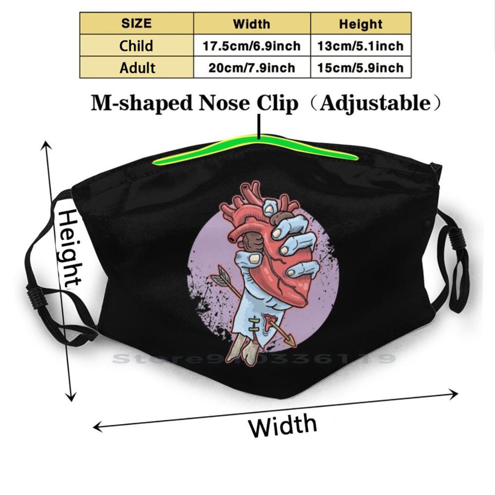 Изображение товара: Многоразовая маска для лица в виде сердца с фильтрами, детский металлический жуткий скелет для рук и сердца в стиле зомби, гот-Темный