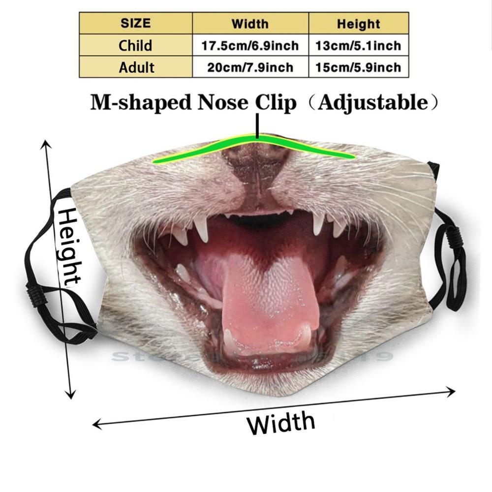 Изображение товара: Многоразовая маска с принтом в виде рта котенка Pm2.5, фильтр, маска для лица, детский котенок, кошка, животное, кричащее настроение, крупным планом, язык лица