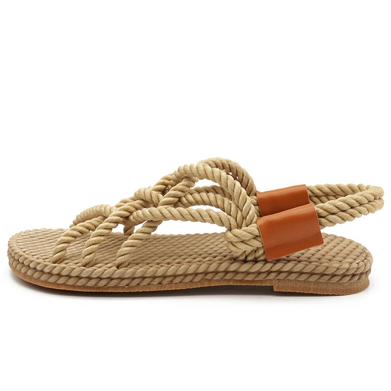 Изображение товара: Сандалии женские плетеные в римском стиле, пляжная обувь, плоская подошва, пляжные тапочки, лето 2020