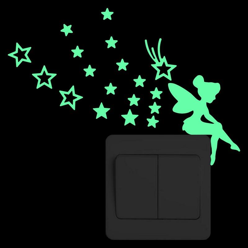 Изображение товара: Сказочные звезды, светящиеся переключатели, наклейки на стену в виде разноцветных сердец, бабочки, украшение для детской комнаты, домашний декор, наклейки