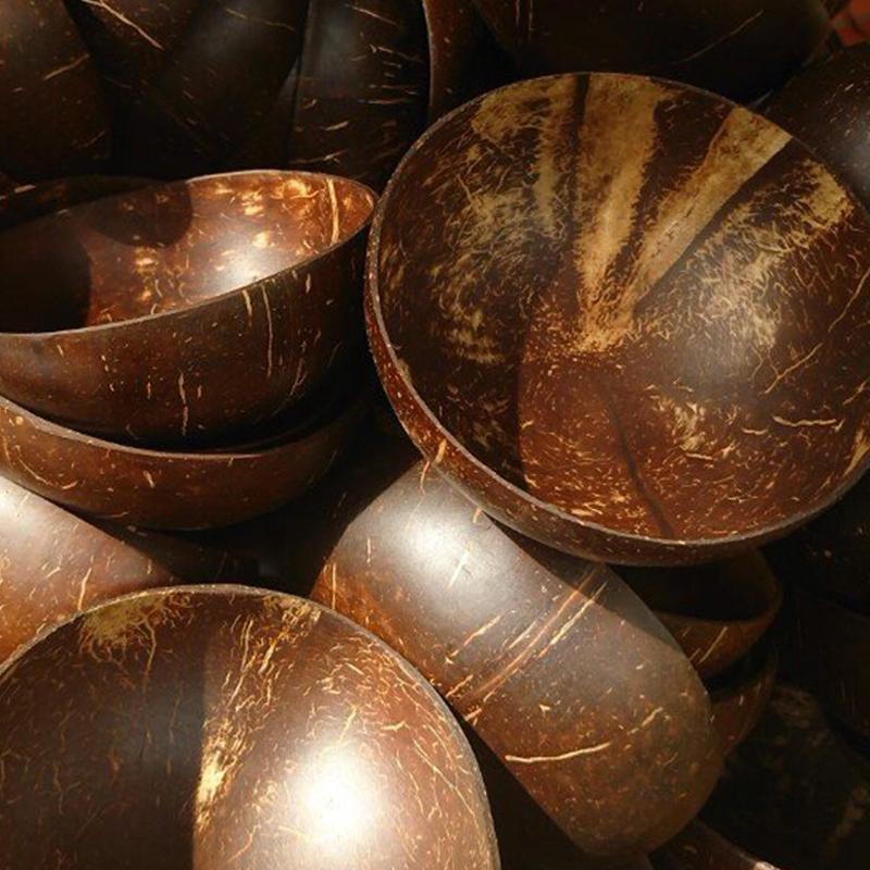 Изображение товара: 3Pcs Coconut Bowl Set Natural Coconut Shell Bowls Fruit Salad Bowl Small Ice Cream Dessert Bowl Creative Kithchen Wood Tableware