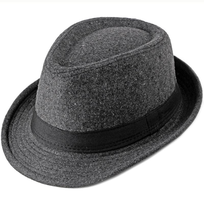 Изображение товара: Классическая однотонная мужская Федора, шляпа для джентльмена из искусственной шерсти, джазовая церковная шляпа, женские фетровые шляпы, осенне-зимняя фетровая шляпа с широкими полями