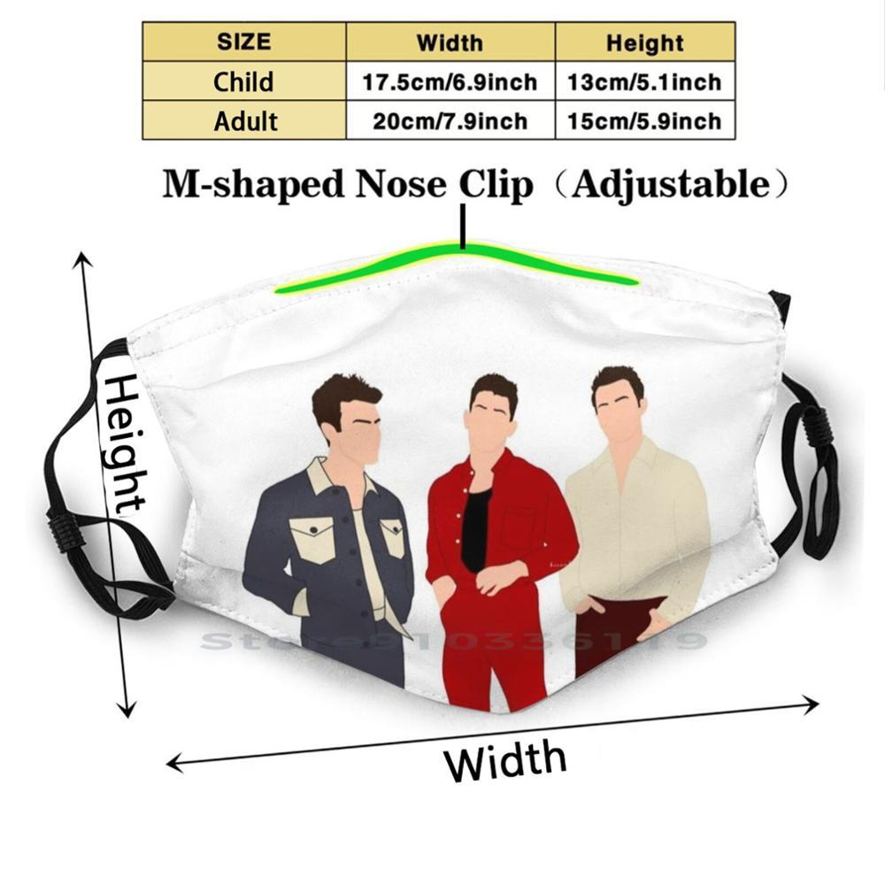 Изображение товара: Многоразовая маска Jo Bros с принтом, фильтрующая маска для лица Pm2.5, Детские братья Jonas, Nick, Jonas, Joe, Jonas, Kevin, Jonas, Nick, Joe, Jonas, Jo
