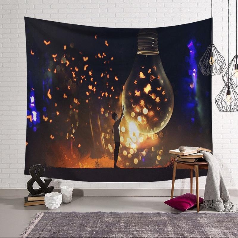 Изображение товара: Настенный гобелен, пейзаж Луны и звездного неба, шнурок с цифровой печатью, декоративная фоновая ткань для спальни