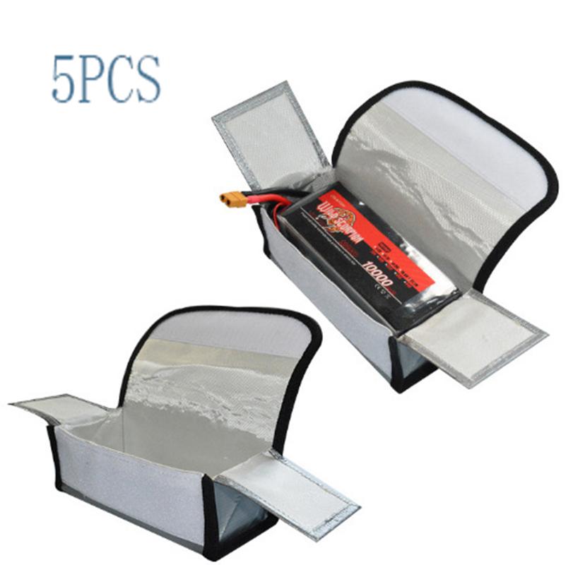 Изображение товара: 5 шт. 185x75x60 мм мини огнестойкая Водонепроницаемая Взрывозащищенная Портативная сумка для безопасности литий-полимерных батарей для гоночных дронов FPV