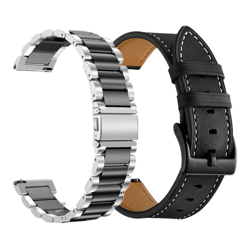 Изображение товара: Ремешок из нержавеющей стали и кожи для наручных часов Samsung Galaxy Watch active 2 44 мм 40 мм, 42 мм Gear s2