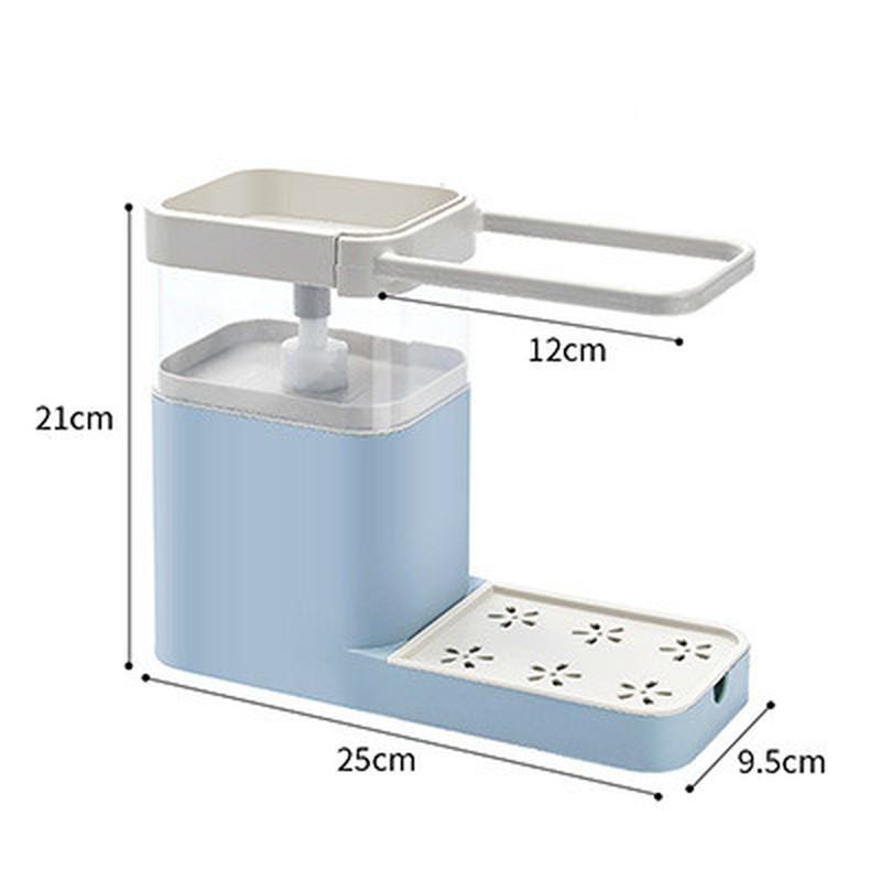 Изображение товара: Новый дозатор для мыла с держателем для губки, диспенсер для жидкости, контейнер, пресс органайзер для мыла, инструменты для очистки кухни ZM925