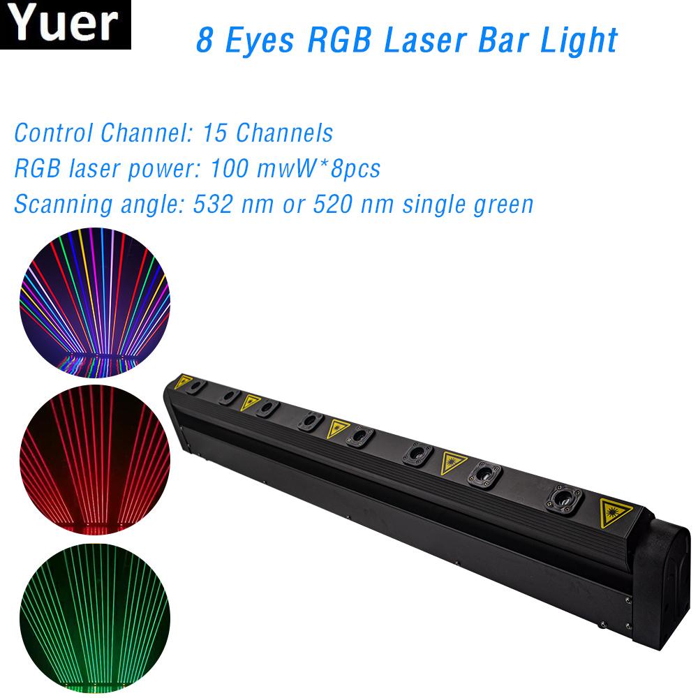 Изображение товара: Бесплатная доставка, полноцветный RGB лазерный прожектор с 8 глазами, прожектор для DJ, диско, движущийся прожектор, освещение для дискотеки DMX512, лазерный прожектор, сканер