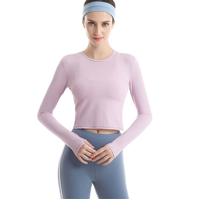 Изображение товара: Женский топ для йоги с длинным рукавом, футболка с отверстием для большого пальца, сексуальные топы для спортзала, эластичные обтягивающие спортивные футболки для бега и фитнеса