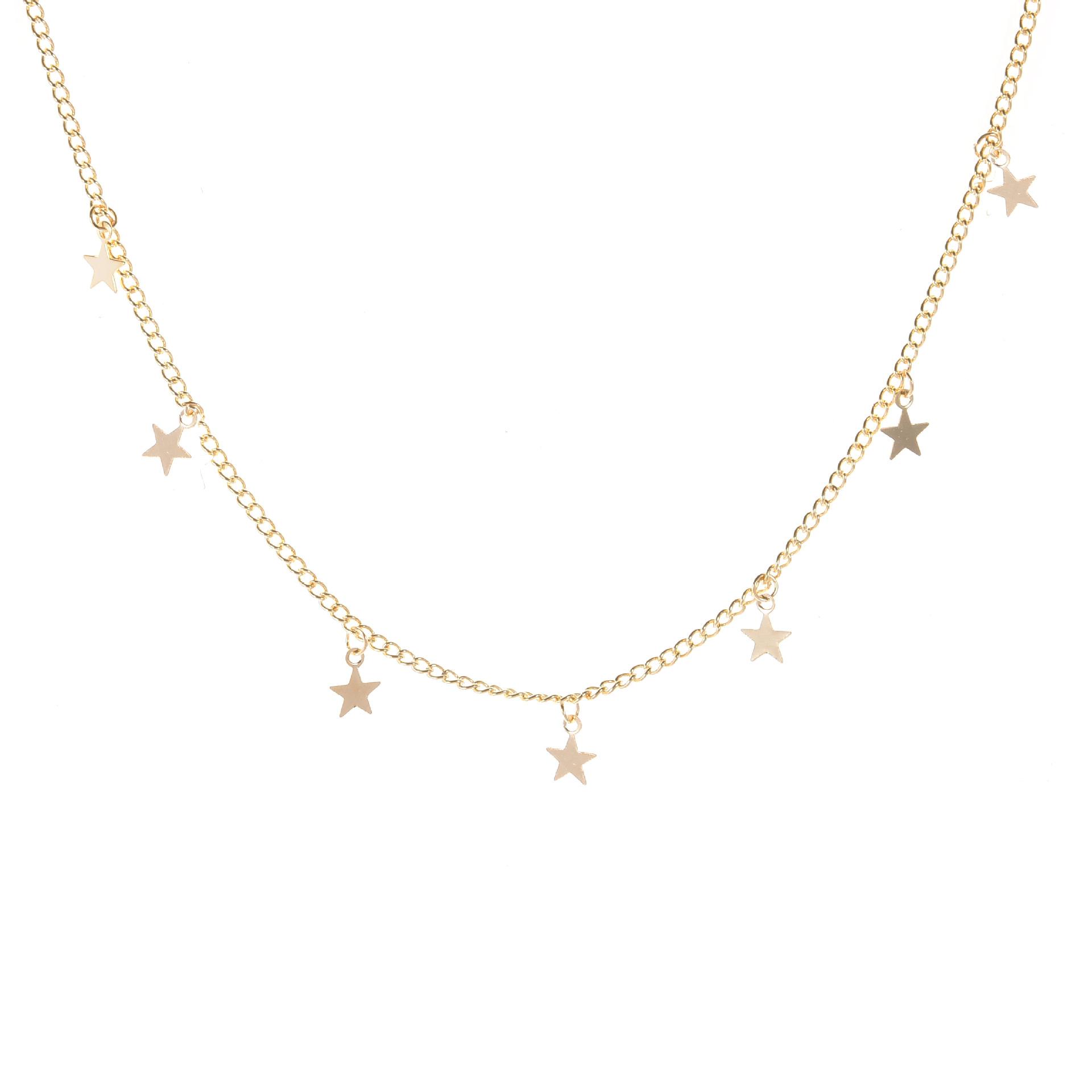 Изображение товара: Модное ожерелье HebeDeer, короткий чокер для девушек, простое украшение в виде звезды, серебряный цвет, богемные ожерелья, цепочка для женщин, колье