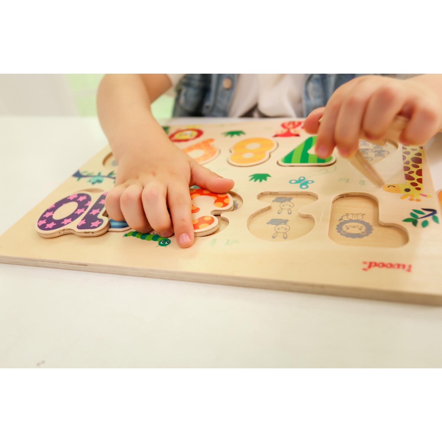 Изображение товара: Iwood-деревянный пазл с цифрами (обучающая игра для детей и младенцев, Монтессори, пазл с 3D цифрами, цвета пазлов)