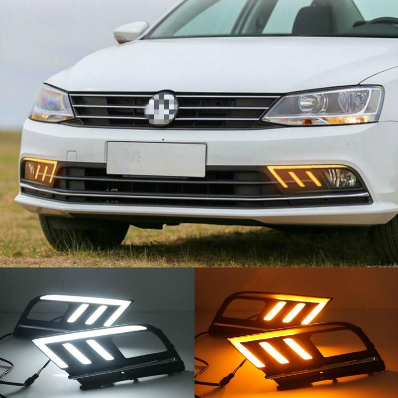 Изображение товара: Дневные ходовые огни, светодиодный ные ДХО для Volkswagen VW Jetta Sagitar MK6 2015-2018, Стайлинг автомобиля, вождение