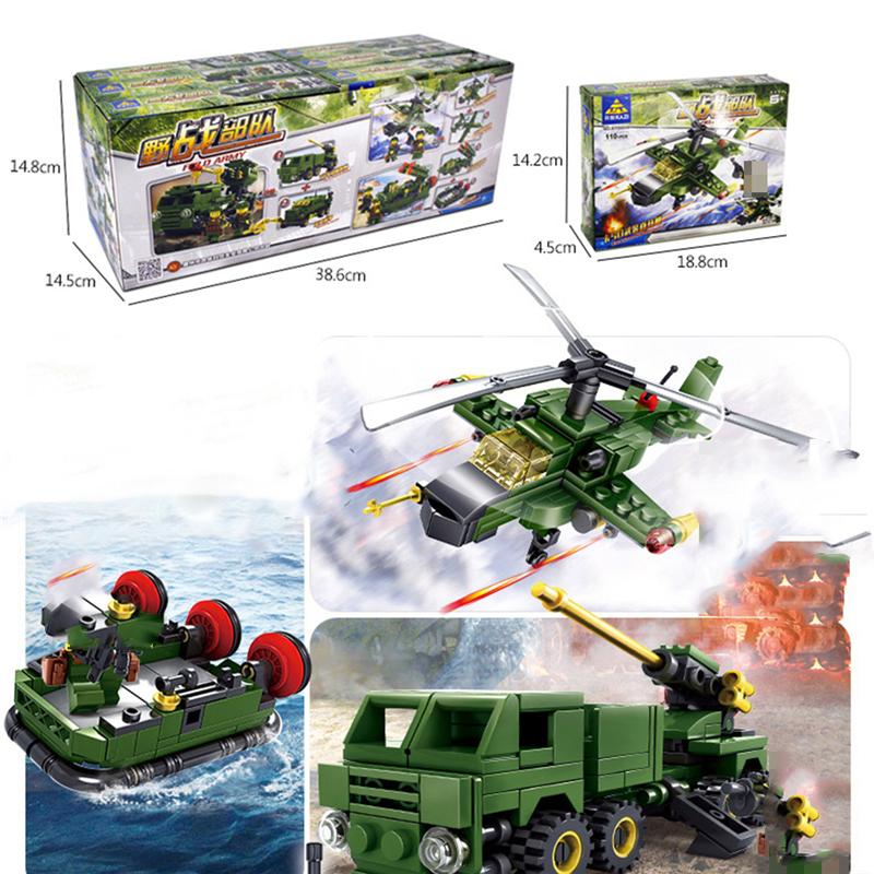 Изображение товара: 631 шт строительные блоки игрушки и хобби мальчик кирпичи военный WW2 самолет ракета автомобиль блок мини фигурки подарок развивающие игрушки